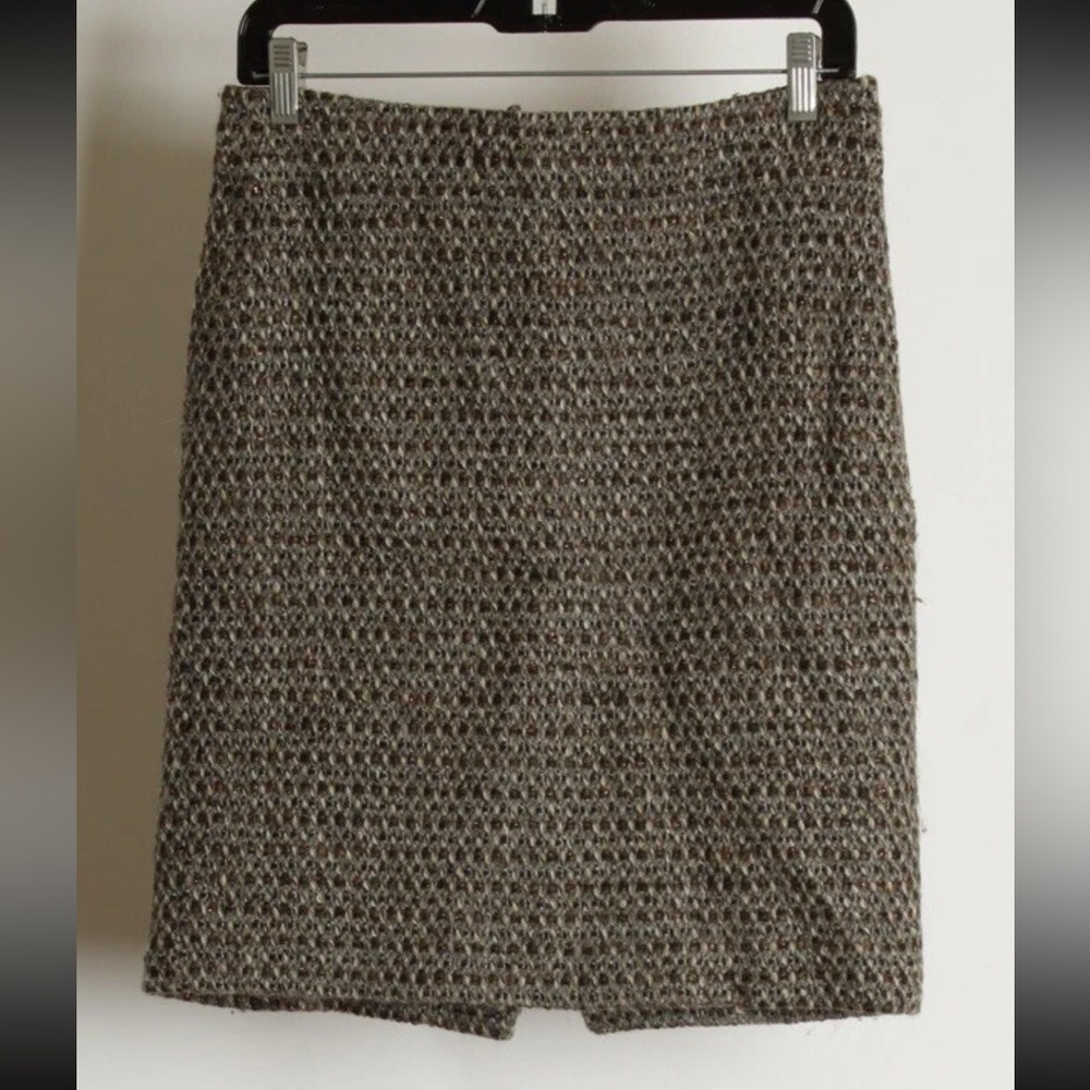 J. Crew Women’s Skirt 4 Gray Brown A Line Lined Wool Blend Knit